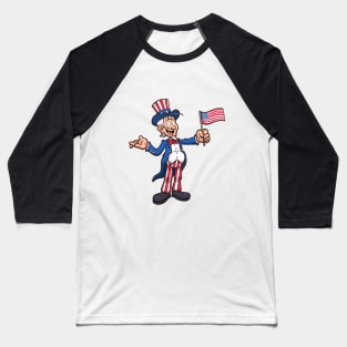 Uncle Sam With American Flag Baseball T-Shirt